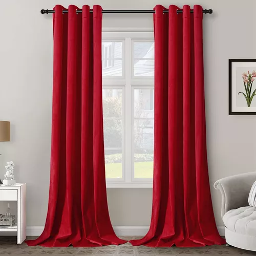 cololeaf Cortinas opacas de terciopelo color rojo burdeos, plisadas, 52  pulgadas de ancho x 84 pulgadas de largo, panel de cortina opaca de  terciopelo