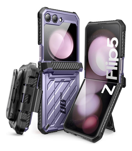 Funda Para Samsung Galaxy Z Flip 5 5g De Doble Capa Malva