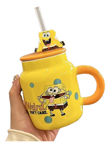 Taza Tazón Con Tapa Y Bombilla Bob Esponja - Patricio 400ml