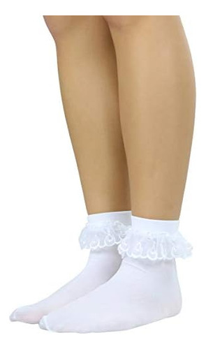 Tobeinstyle Calcetines Tobilleros Con Volantes De Encaje Par