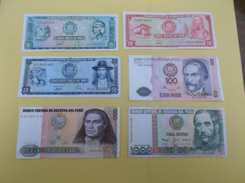 Billetes De Perú Lote De 6 Pc