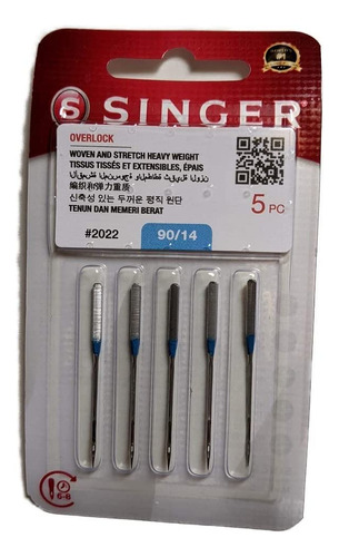 5pcs Agujas Genuinas Cromo Tipo  Para Singer Overlock Serge.