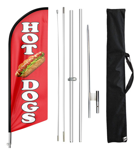 Bandera De Swooper De Hot Dogs, Banderas De Plumas Y Poste D