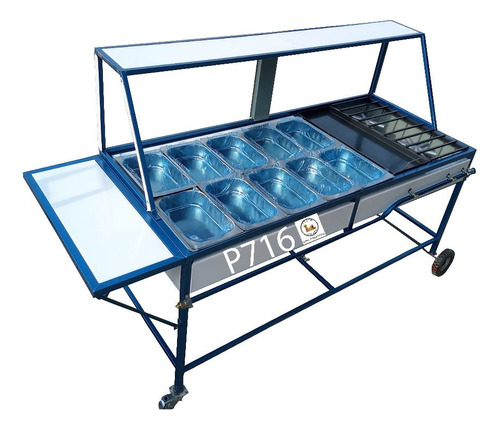 Carrito D Comida Cn Mesa Abatible Tina Plancha Parrilla P716
