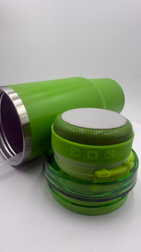 Termo Con Bocina Bluetooth Bebida Fría/caliente Vaso 900ml Verde Liso