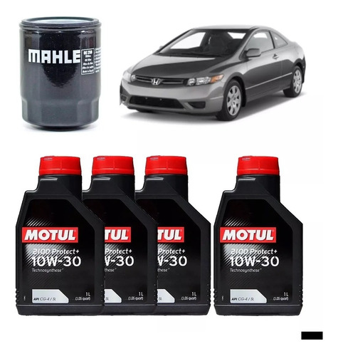 Kit Troca Óleo Motul 2100 10w30 New Civic 2008 1.8 Oc259