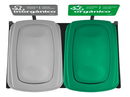 Centro De Separación De Basura Cap. 80 L Orgánico Inorgánico Color Verde/Gris