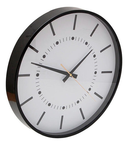 Reloj De Pared  35cm Marco Negro Minimalista