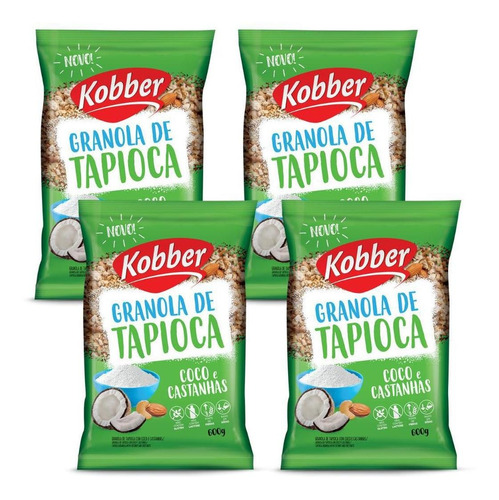 Granola De Tapioca Coco Com Castanhas Kobber 600gr - 4 Un