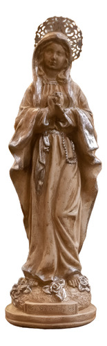 Virgen De Lourdes Figura Religiosa En Beige Campoamor Deco