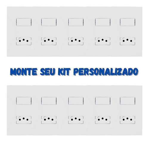 Kit Com 10x Conjunto Interruptor Simples + Tomada 10a Ilumi