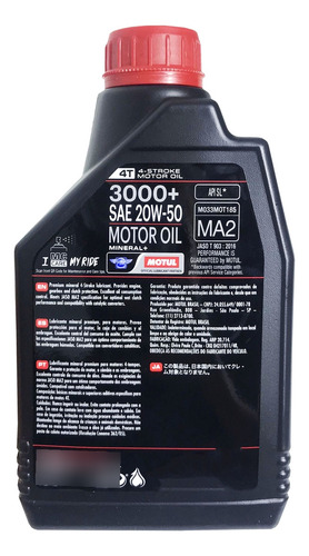 Aceite Motul 3000 20w50 Mineral Motos 4 T
