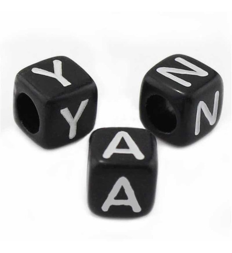 Cubo Negro Con Letra Blanca 6 Mm Acrílico 100 Piezas