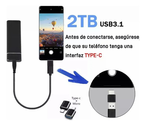 Disco Portátil Duro Externo Alta Velocidad Ssd 2tb(2000gb)