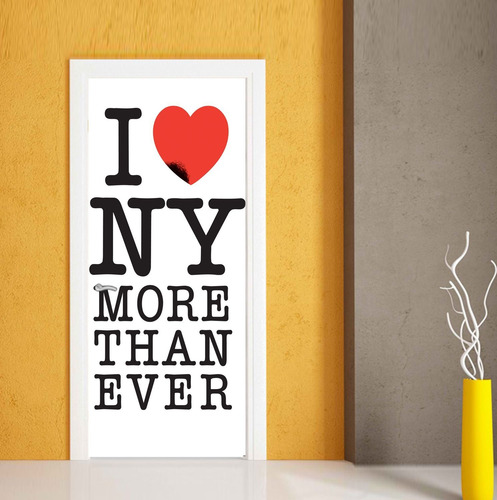 Vinilo Para Puerta Nueva I Love New York Cuidad Frases Love