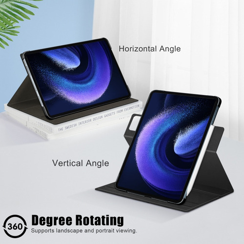 Funda Inteligente Con Soporte Negro Para Xiaomi Pad 6/6 Pro