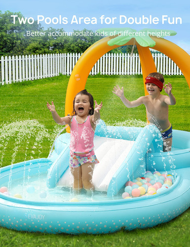 Centro De Juegos Inflable Para Niños Evajoy Con Tobogán De 2
