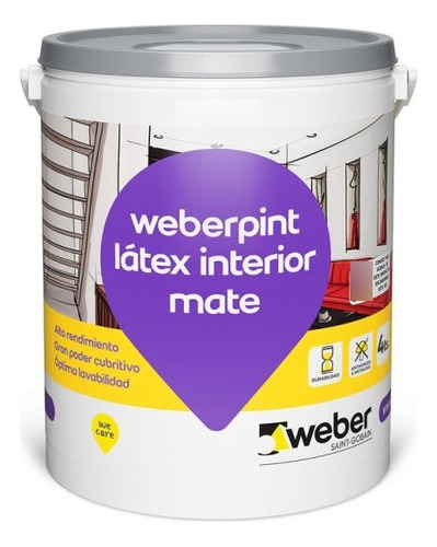 Pintura Weber Latex Interior Mate 20 Lts