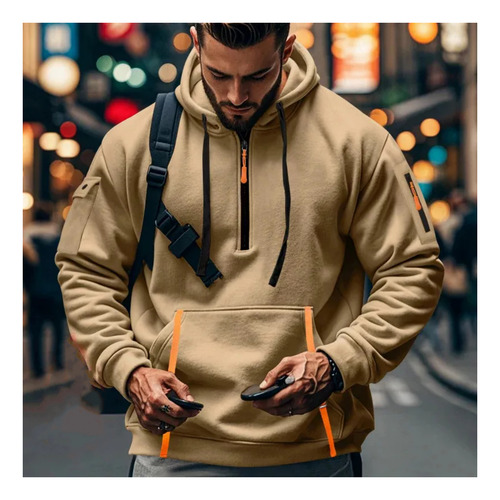 Sudadera Con Capucha De Color Sólido Casual Deportiva
