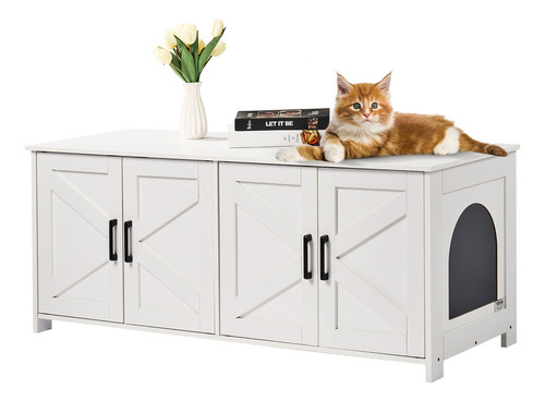 Vevor Caja De Arena Para Gatos De Madera Para 2 Gatos Blanco