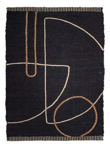 Tapete Decorativo Yute Dib Trace 120x170 Cm Modelo Black Ancho 120 Cm Color Negro Largo 170 Cm