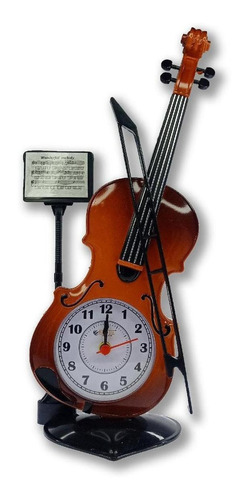 Relógio Despertador De Mesa Decorativo De Plastico Violino