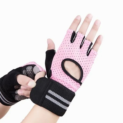 Guantes Para Gym Con Muñequera Mujer Rosa, Pesas, Crossfit