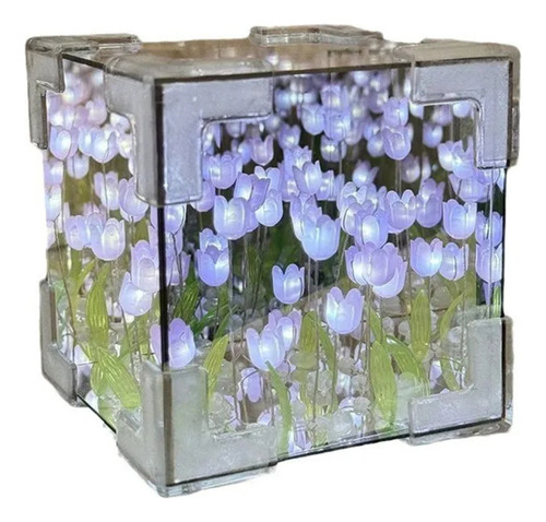 Lámpara De Tulipanes Infinitos Cubo Espejo Para Armar Morada Morado Infinito