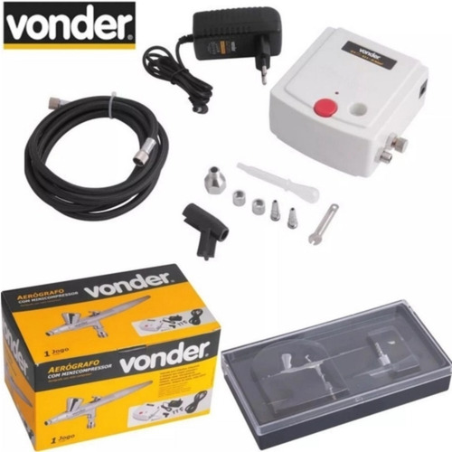 Imagem 7 de 7 de Kit Aerógrafo Com Mini Compressor + Acessorios Vonder