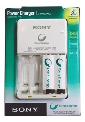 Cargador Sony Cycle Energy + 2 Pilas Aa 2500 Mah