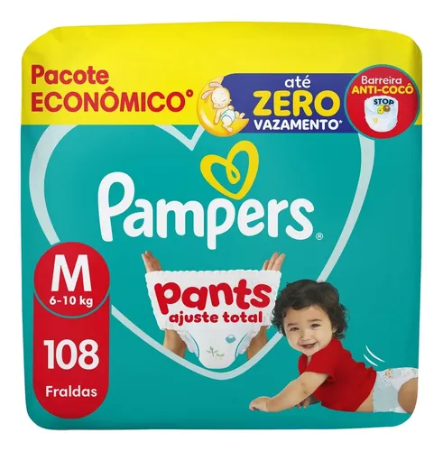 Fralda Pampers Pants Ajuste Total M 108 Unidades Médio (m) Sem Gênero