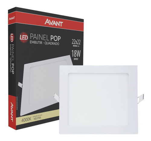 Kit 12 Plafon  Led Quadrado 18w Embutir Gesso Marca Avant