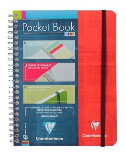 Caderno Clairefontaine Pocket Book Pautado A5+ Vermelho