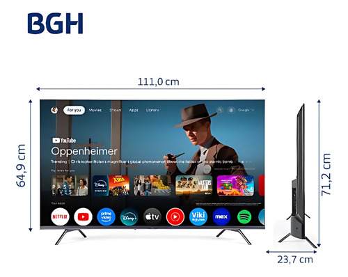 Smart Tv De 50 Bgh Google Tv B5023us6g Con Pantalla Led 4k