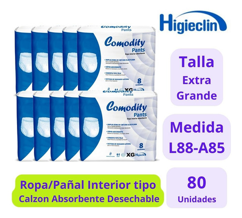 Comodity Pañal Tipo Calzon Talla Xg - 8x10uds