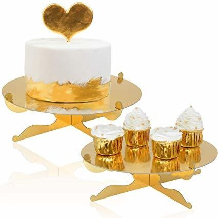 1-nivel Oro Ronda De Cartón Cupcake Stand Soporte Del Postre