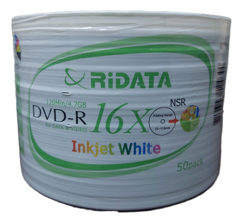 Dvd.r 16x Ridata - Imprimible - Unidad a $2300