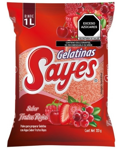 Gelatina En Polvo Sayes De Agua Sabor Frutos Rojos 120gr
