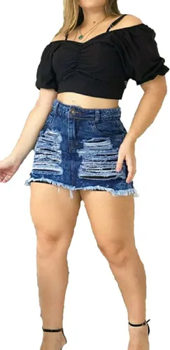 Saia jeans hotsell hot pants destroyed