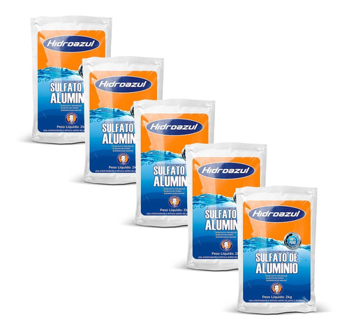Imagem 1 de 3 de Kit 5 Unidades - Sulfato De Alumínio 2 Kg - Hidroazul