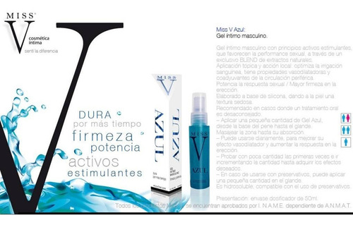 Gel Lubricante Intimo Mis V Azul (masculino) Mayor Potencia