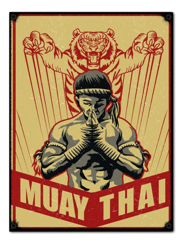 #837 - Cuadro Vintage / Muay Thai Poster No Chapa Tigre