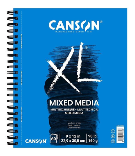 Block Mix Media Xl 160g 22.9x30.5 Cm Dif. Técnicas Canson 