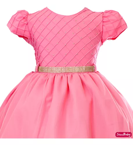 promoção vestido bebê festa vestido infantil luxo rosa laço gigante  princesa 1 e 2 anos