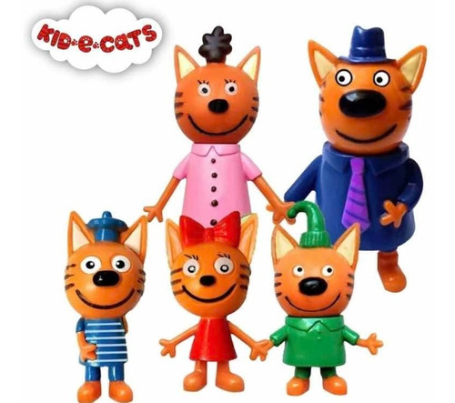 Kid E Cats Set Figuritas Juguetes Familia Gatos 5 Personajes