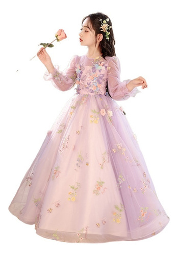 Vestido De Princesa De Hadas De Flores Moradas Estilo