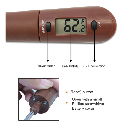 Espátula De Silicona Con Termómetro Digital Para Cocina