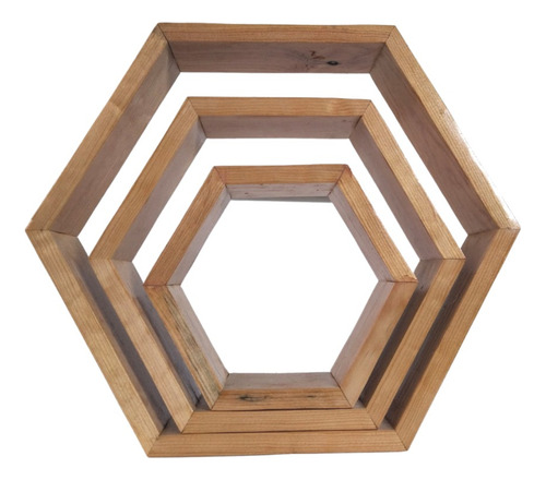 Juego De 3 Repisas Hexagonales De Madera Para Colgar