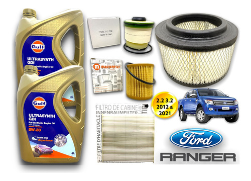 Kit 8l Aceite Sintetico 5w30 + 4 Filtros Ford Ranger 2.2 3.2