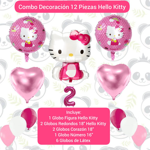 Set 12 Globos Decoración Cumpleaños Hello Kitty / Fiesta